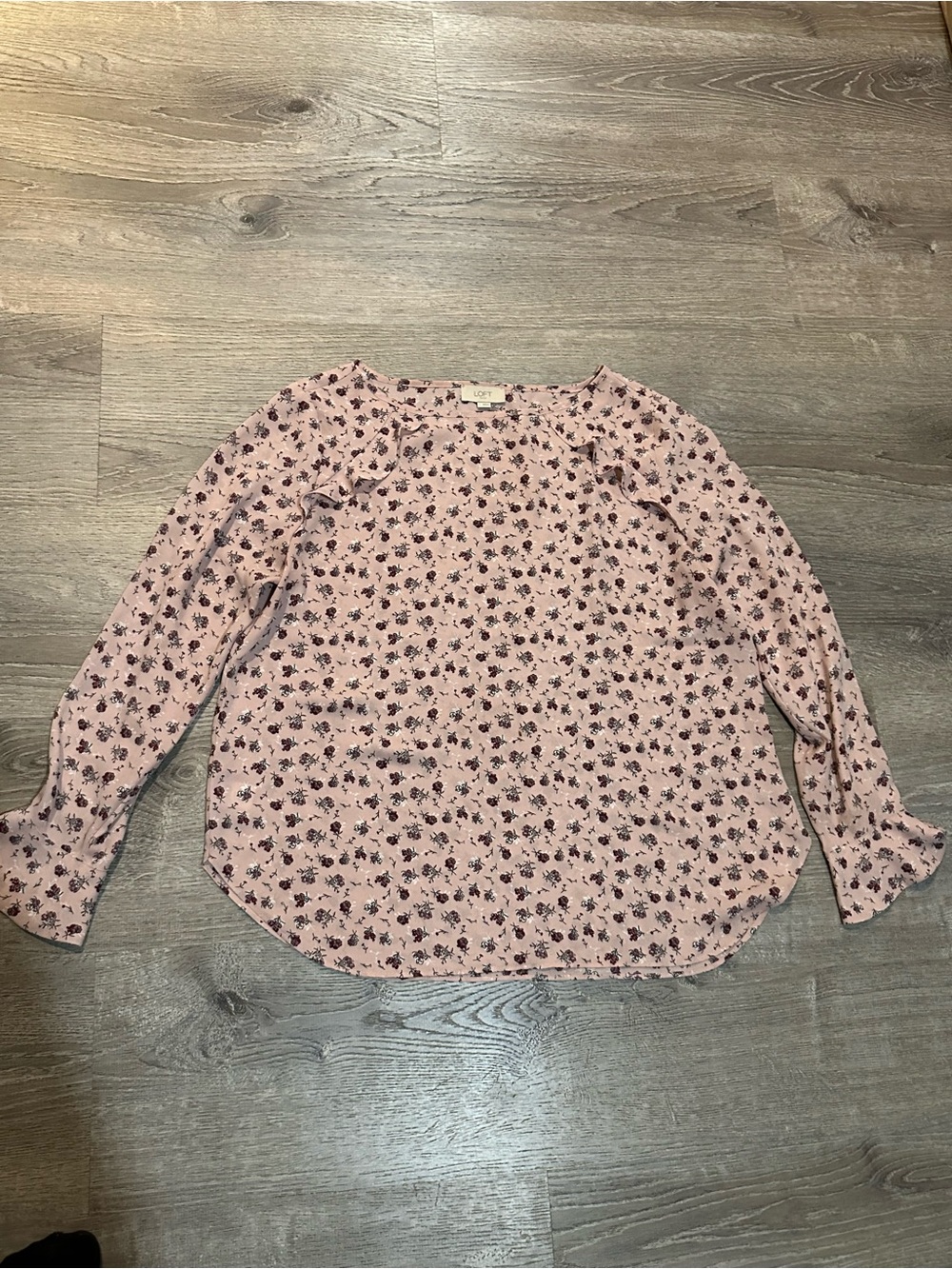 LOFT Outlet Women’s Floral Print Blouse Top Pink Size Large L
